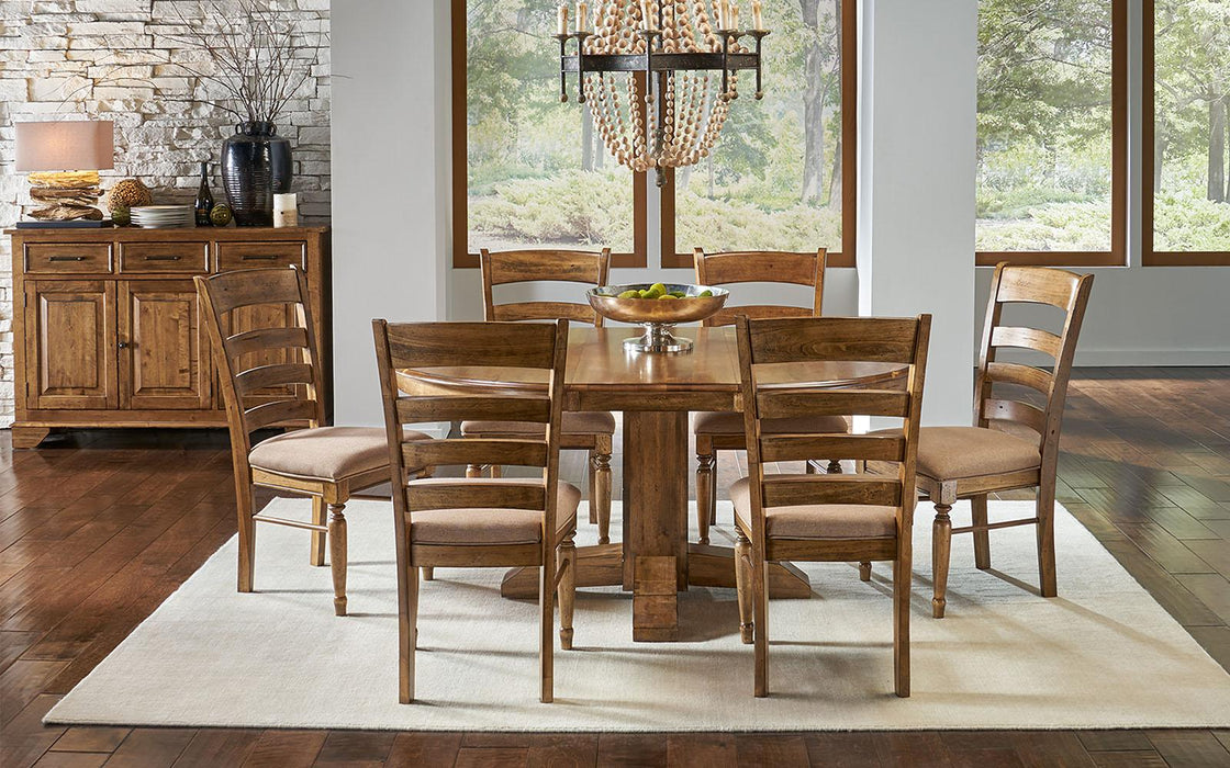 A-America Furniture Bennett Round Pedestal Extension Table in Smoky Quartz