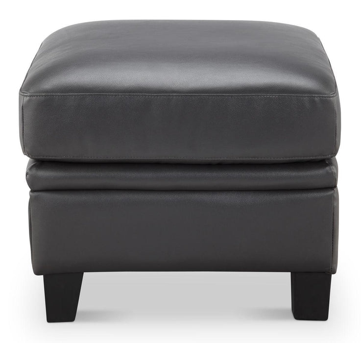 Leather Italia USA Cambria - Fletcher Ottoman in Charcoal