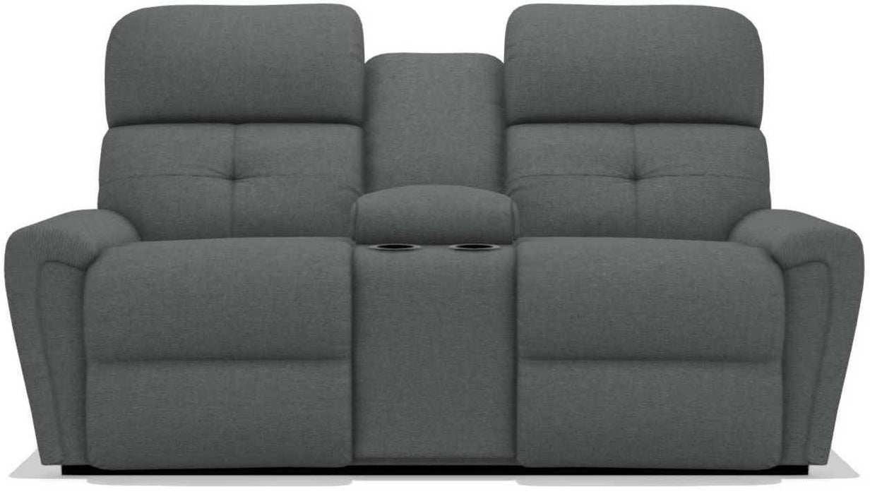 La-Z-Boy Douglas Grey Power Reclining Loveseat with Headrest and Console image