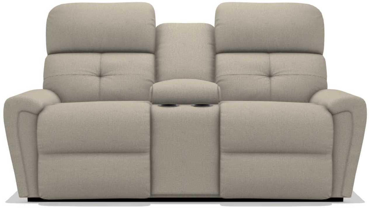 La-Z-Boy Douglas Pewter Power Reclining Loveseat with Headrest and Console image